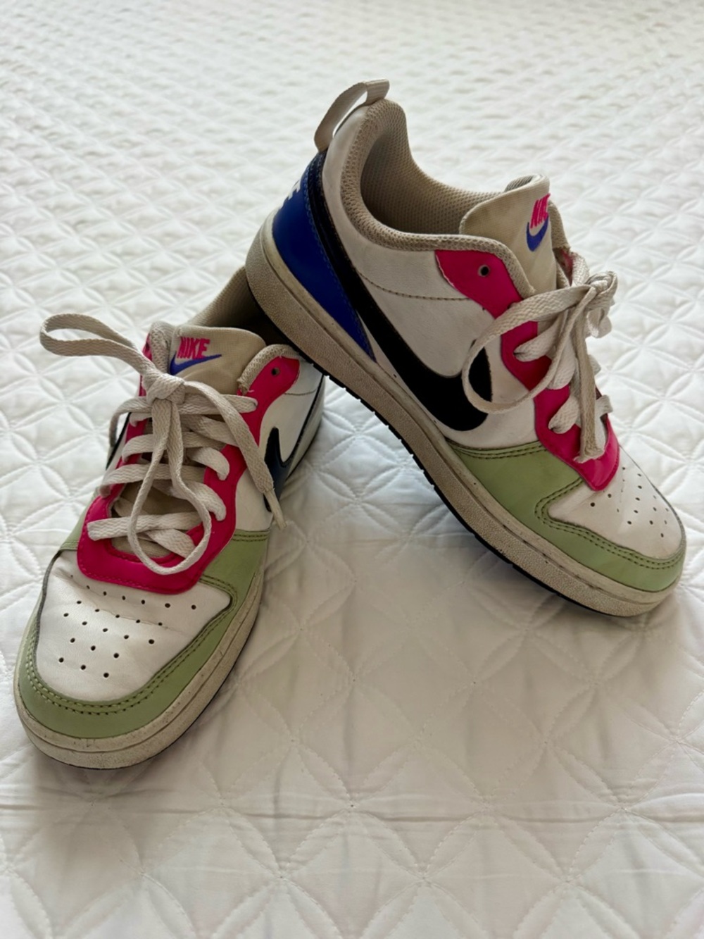 Nike Kids Court Borough Low Recraft Honeydew Pink Ultramarine Sneakers Sz 4